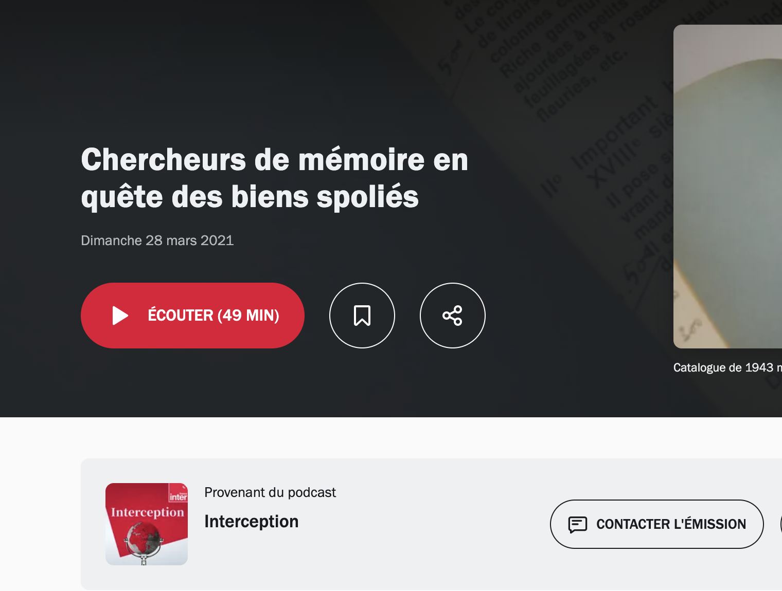 Interview de Pascale Bernheim sur France Inter en mars 2021